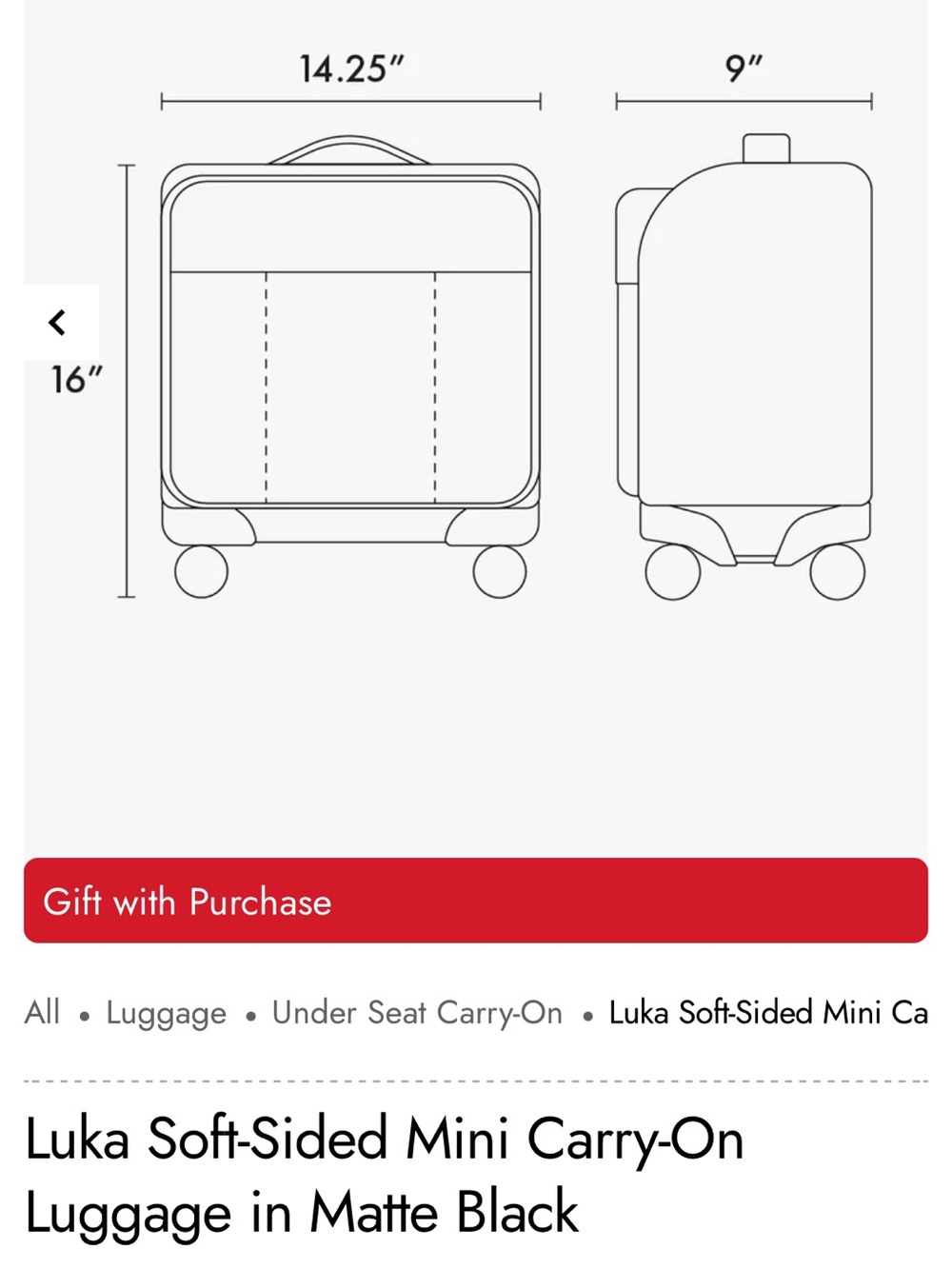 Luka Soft-Sided Mini Carry-On Luggage in Matte Black - Picture 5 of 11